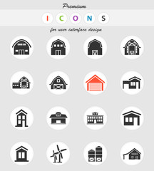 farm building icon set