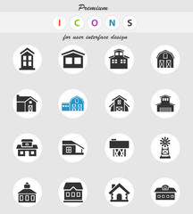 farm building icon set