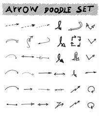 Vector hand drawn arrows set isolated on white sketch