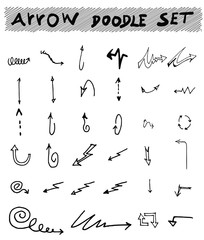 Vector hand drawn arrows set isolated on white sketch