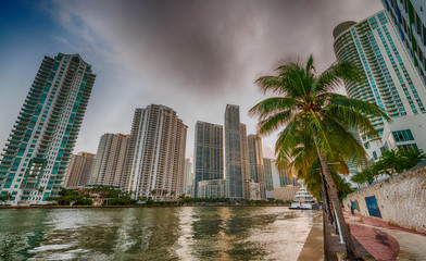Obraz na płótnie Canvas Buildings of Brickell Key in Miami, Florida - USA
