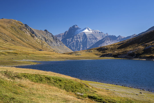 View of Punta Bianca and Punta Rossa summits of Mount Grivola. Hill of Nivolet.