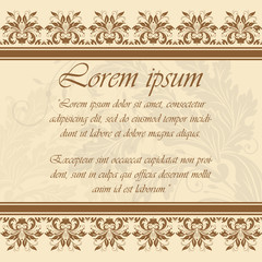 Wedding invitation and announcement card with floral background artwork. Elegant ornate floral background. Floral background and elegant flower elements. Design template.