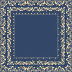 Vector fine floral square frame. Decorative element for invitations and cards. Border element