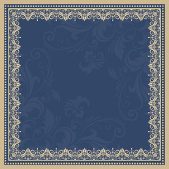 Vector fine floral square frame. Decorative element for invitations and cards. Border element