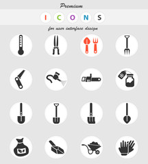 garden tools icon set