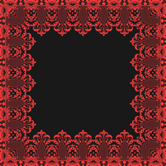 Vector fine floral square frame. Decorative element for invitations and cards. Border element