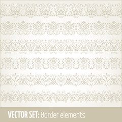 Vector set of border elements and page decoration elements. Border decoration elements patterns. Ethnic borders vector illustrations.