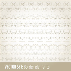 Vector set of border elements and page decoration elements. Border decoration elements patterns. Ethnic borders vector illustrations.