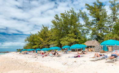KEY WEST, FL - FEBRUARY 21, 2016: People relax in Fort Zachary State Park Beach.