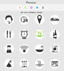 hotel room services icon set
