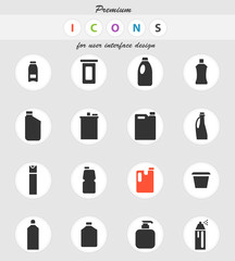 household chemicals icon set