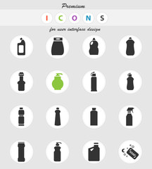 household chemicals icon set