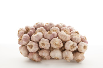 Close-up thailand garlic bulbs on white background