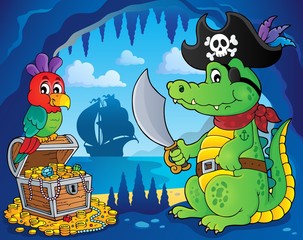 Obraz na płótnie Canvas Pirate crocodile theme 3