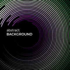 Abstract background with bright colorful lines. Colored circles with place for your text  on a black background.
