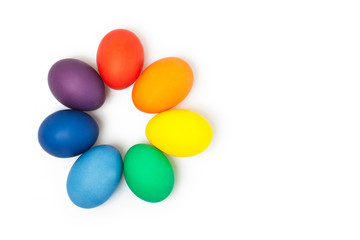 Fototapeta na wymiar Colored easter eggs on white background