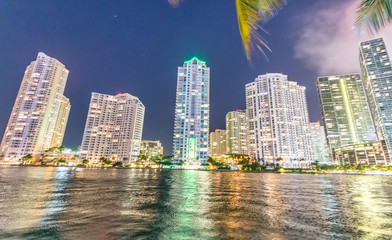 Brickell Key buildings at night, Florida - USA