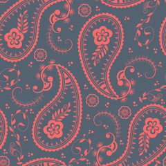 Vector floral seamless pattern element in Arabian style. Arabesque pattern. Eastern ethnic ornament. Elegant texture for backgrounds.
