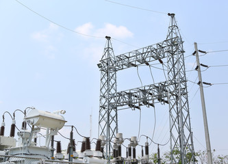 High voltage power transformer substation