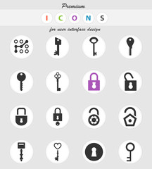 lock and key icon set