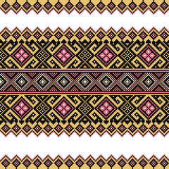 Vector illustration of Ukrainian folk seamless pattern ornament. Ethnic ornament. Border element. Traditional Ukrainian, Belarusian folk art knitted embroidery pattern - Vyshyvanka
