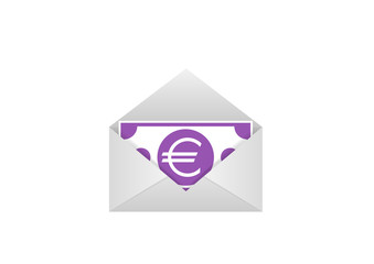 Euro bill in envelope