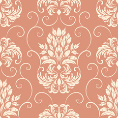 Vector damask seamless pattern element. Classical luxury old fashioned damask ornament, royal victorian seamless texture for wallpapers, textile, wrapping. Exquisite floral baroque template.