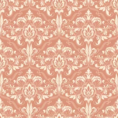Rolgordijnen Vector damask seamless pattern background. Classical luxury old fashioned damask ornament, royal victorian seamless texture for wallpapers, textile, wrapping. Exquisite floral baroque template. © garrykillian