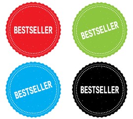BESTSELLER text, on round wavy border stamp badge.
