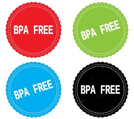 BPA FREE text, on round wavy border stamp badge.