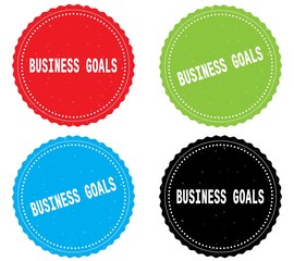 BUSINESS GOALS text, on round wavy border stamp badge.