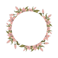 Floral Wreath Hand-Painted Spring Illustration
