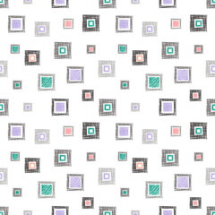 Seamless vector geometrical pattern with rhombus, squares. endless background with hand drawn textured geometric figures. Pastel Graphic illustration Template for wrapping, web backgrounds, wallpaper