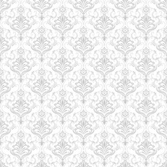 Vector damask seamless pattern background. Classical luxury old fashioned damask ornament, royal victorian seamless texture for wallpapers, textile, wrapping. Exquisite floral baroque template.