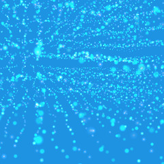 Abstract vector blue mesh background. Chaotically connected points and polygons flying in space. Flying debris. Futuristic technology style card. Lines, points, circles and planes. Futuristic design.