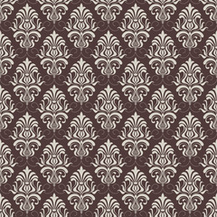 Vector damask seamless pattern background. Classical luxury old fashioned damask ornament, royal victorian seamless texture for wallpapers, textile, wrapping. Exquisite floral baroque template.