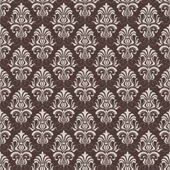 Foto op Canvas Vector damask seamless pattern background. Classical luxury old fashioned damask ornament, royal victorian seamless texture for wallpapers, textile, wrapping. Exquisite floral baroque template. © garrykillian