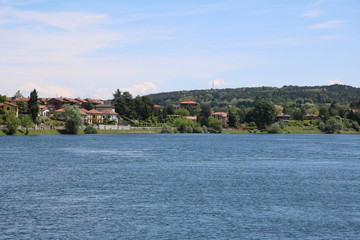 Fototapeta na wymiar Sesto Calende and River Ticino in Lombardy Italy 