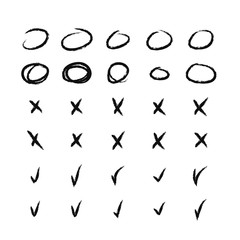 Big set of tick and cross check mark icons on white