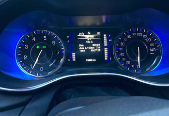 Car dashboard closeup