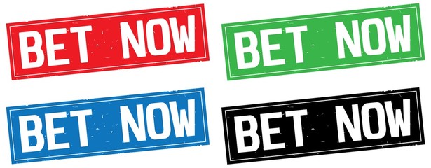 BET NOW text, on rectangle stamp sign.