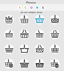 shopping basket icon set