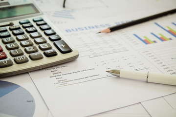 Naklejka na ściany i meble Business report financial accounting graphs analysis
