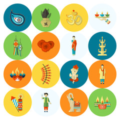 Diwali. Indian Festival Icons