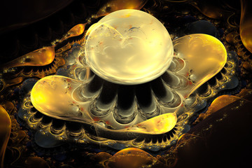 Fractal Golden drops. Abstract background