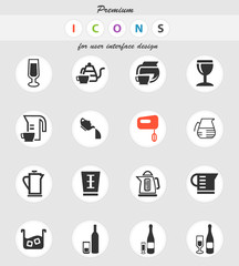 utensils for beverages icon set