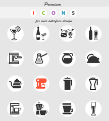 utensils for beverages icon set