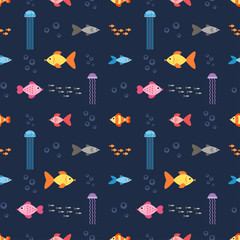 seamless pattern with underwater world with fish