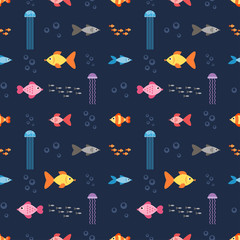 Fototapeta premium seamless pattern with underwater world with fish